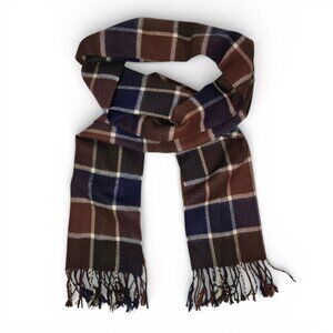 Scottish 100% Cashmere Tartan Scarf Fringe Ends Retro Winter